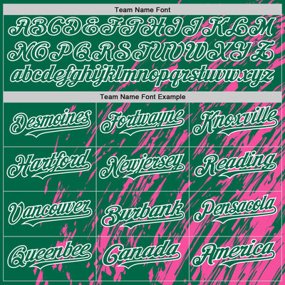 Custom Pink Kelly Green-White 3D Pattern Design Bomber Full-Snap Varsity Letterman Hoodie Jacket