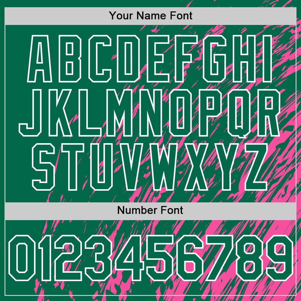 Custom Pink Kelly Green-White 3D Pattern Design Bomber Full-Snap Varsity Letterman Hoodie Jacket