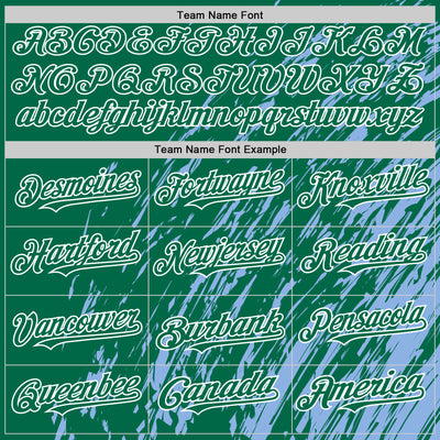 Custom Light Blue Kelly Green-White 3D Pattern Design Bomber Full-Snap Varsity Letterman Hoodie Jacket