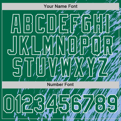 Custom Light Blue Kelly Green-White 3D Pattern Design Bomber Full-Snap Varsity Letterman Hoodie Jacket