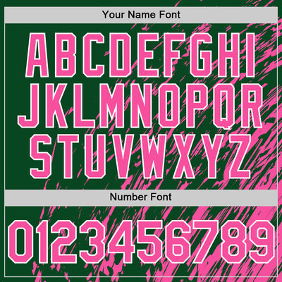 Custom Kelly Green Pink-White 3D Pattern Design Bomber Full-Snap Varsity Letterman Hoodie Jacket