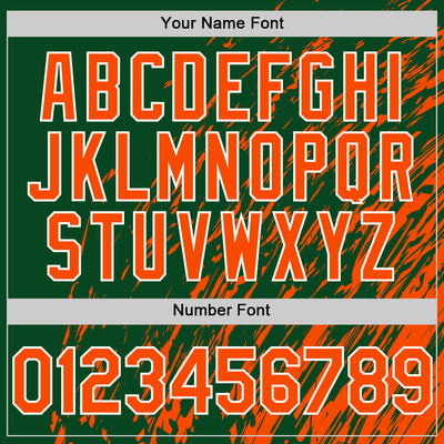 Custom Green Orange-White 3D Pattern Design Bomber Full-Snap Varsity Letterman Hoodie Jacket