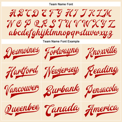 Custom Cream Red Bomber Full-Snap Varsity Faux Leather Letterman Jacket