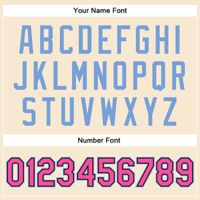 Custom Cream Pink Light Blue-Black Bomber Full-Snap Varsity Faux Leather Letterman Jacket