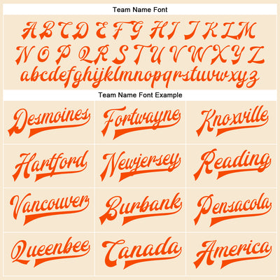 Custom Cream Orange Bomber Full-Snap Varsity Faux Leather Letterman Jacket