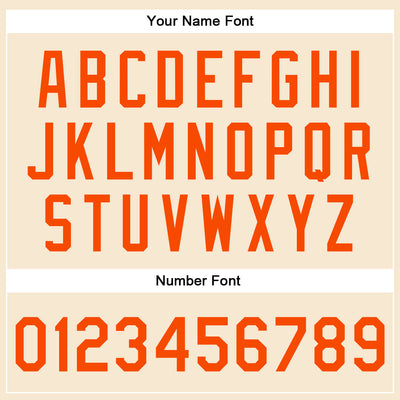 Custom Cream Orange Bomber Full-Snap Varsity Faux Leather Letterman Jacket