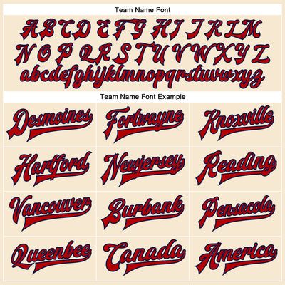 Custom Cream Red-Navy Bomber Full-Snap Varsity Faux Leather Letterman Jacket