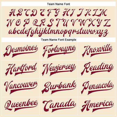 Custom Cream Maroon Bomber Full-Snap Varsity Faux Leather Letterman Jacket