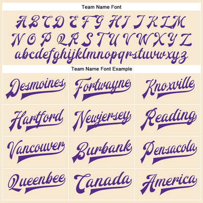 Custom Cream Purple Bomber Full-Snap Varsity Faux Leather Letterman Jacket