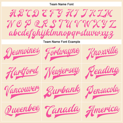 Custom Cream Pink Bomber Full-Snap Varsity Faux Leather Letterman Jacket