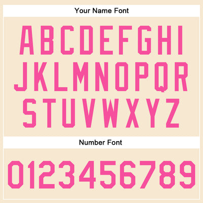 Custom Cream Pink Bomber Full-Snap Varsity Faux Leather Letterman Jacket