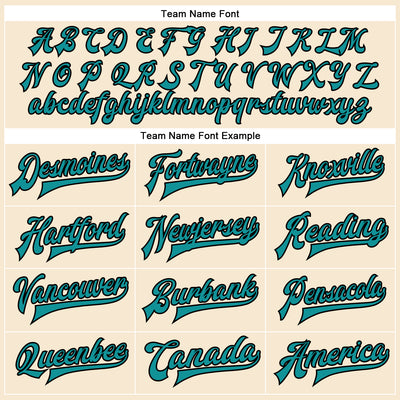 Custom Cream Teal-Black Bomber Full-Snap Varsity Faux Leather Letterman Jacket