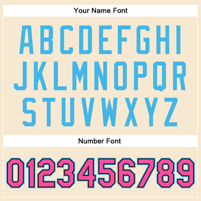 Custom Cream Pink Sky Blue-Black Bomber Full-Snap Varsity Faux Leather Letterman Jacket