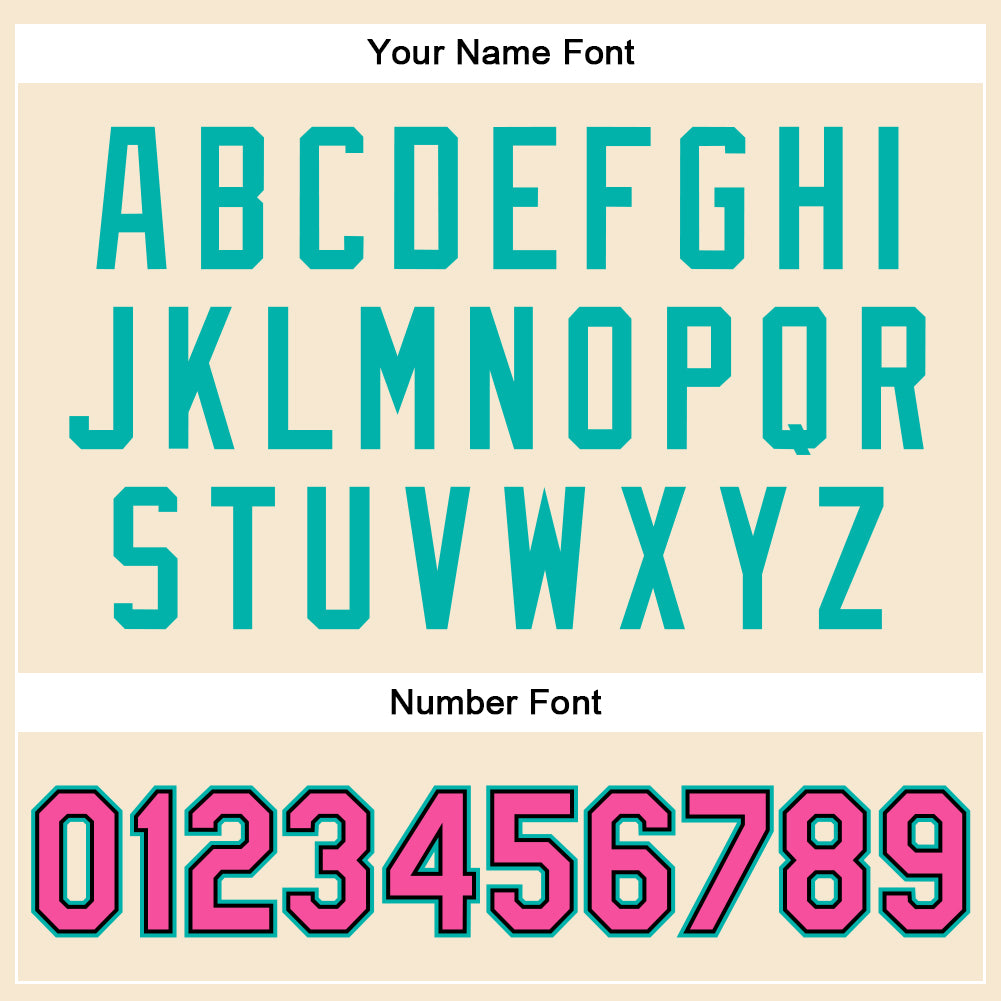 Custom Cream Pink Aqua-Black Bomber Full-Snap Varsity Faux Leather Letterman Jacket