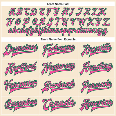 Custom Cream Pink-Kelly Green Bomber Full-Snap Varsity Faux Leather Letterman Jacket