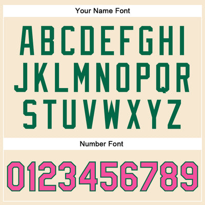 Custom Cream Pink-Kelly Green Bomber Full-Snap Varsity Faux Leather Letterman Jacket