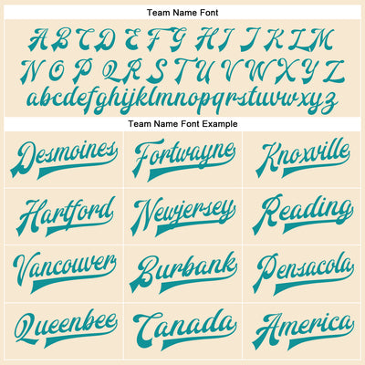 Custom Cream Teal Bomber Full-Snap Varsity Faux Leather Letterman Jacket