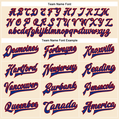 Custom Cream Royal-Red Bomber Full-Snap Varsity Faux Leather Letterman Jacket