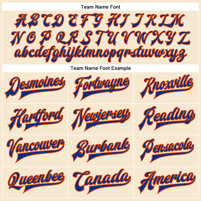 Custom Cream Royal-Orange Bomber Full-Snap Varsity Faux Leather Letterman Jacket