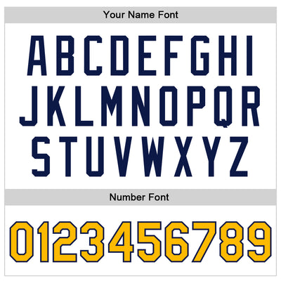 Custom White Gold-Navy Bomber Full-Snap Varsity Faux Leather Letterman Jacket