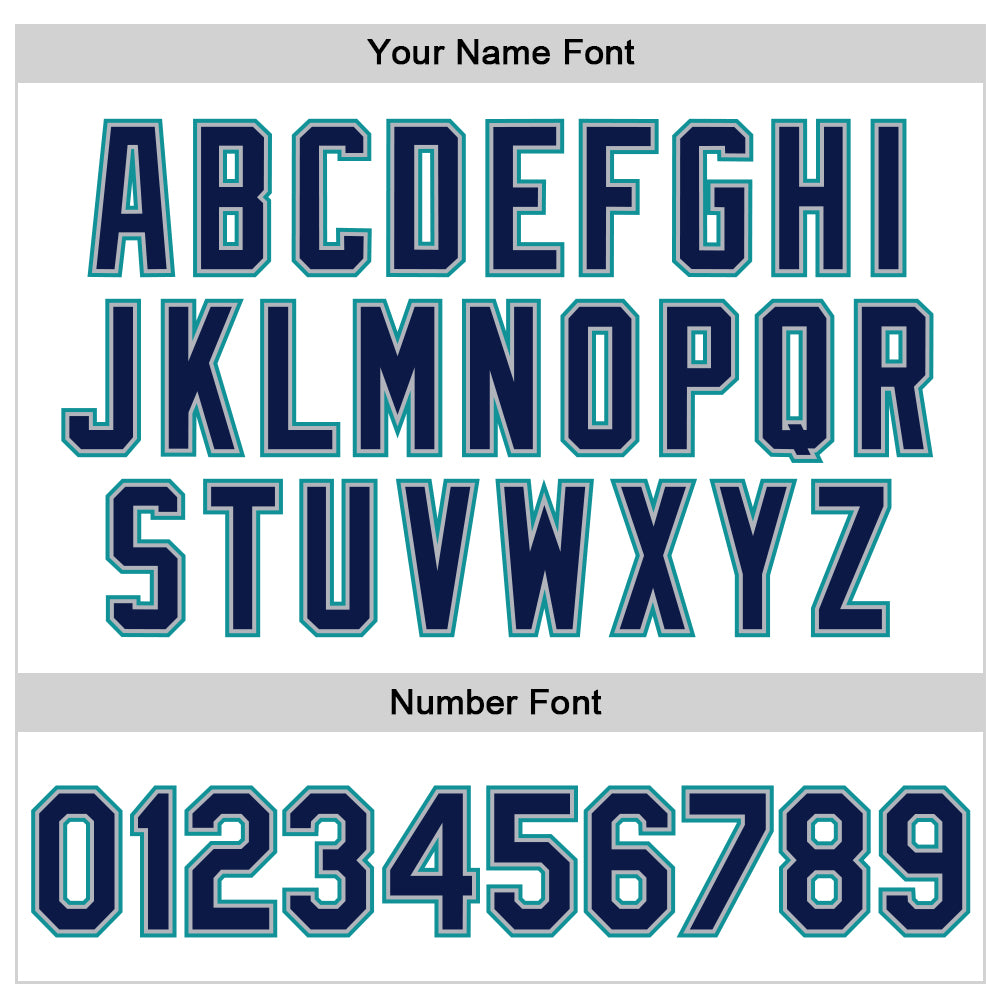 Custom White Navy Teal-Gray Bomber Full-Snap Varsity Faux Leather Letterman Jacket