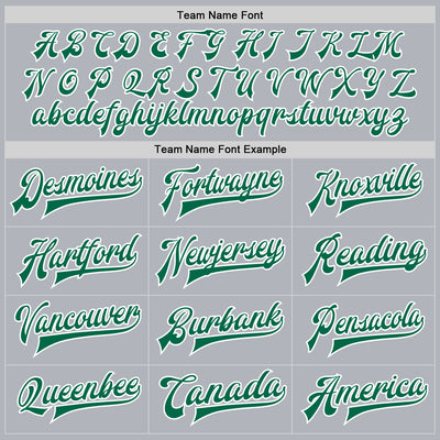 Custom Gray Kelly Green-White Bomber Full-Snap Varsity Faux Leather Letterman Jacket