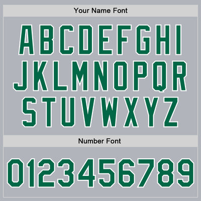 Custom Gray Kelly Green-White Bomber Full-Snap Varsity Faux Leather Letterman Jacket