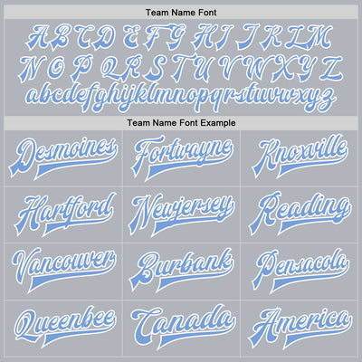 Custom Gray Light Blue-White Bomber Full-Snap Varsity Faux Leather Letterman Jacket