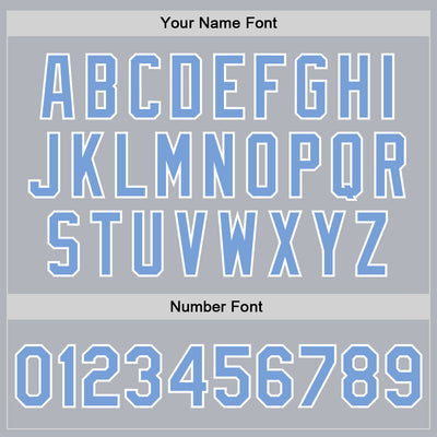 Custom Gray Light Blue-White Bomber Full-Snap Varsity Faux Leather Letterman Jacket