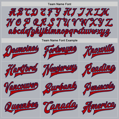 Custom Gray Red-Navy Bomber Full-Snap Varsity Faux Leather Letterman Jacket