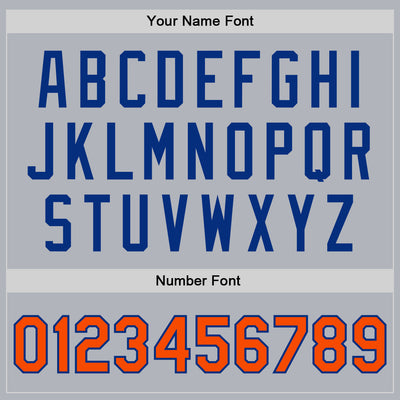 Custom Gray Orange-Royal Bomber Full-Snap Varsity Faux Leather Letterman Jacket