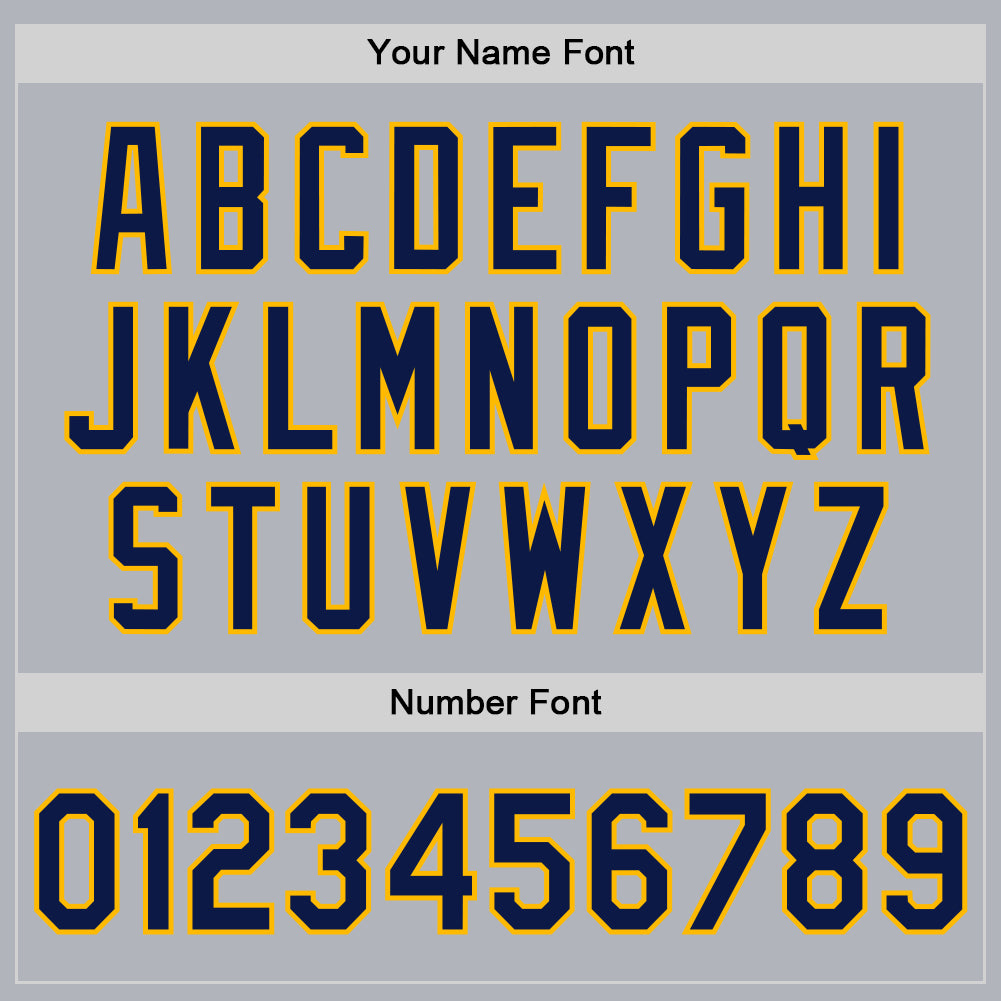 Custom Gray Navy-Gold Bomber Full-Snap Varsity Faux Leather Letterman Jacket