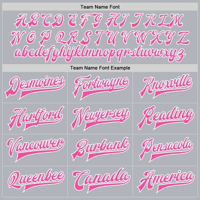 Custom Gray Pink-White Bomber Full-Snap Varsity Faux Leather Letterman Jacket