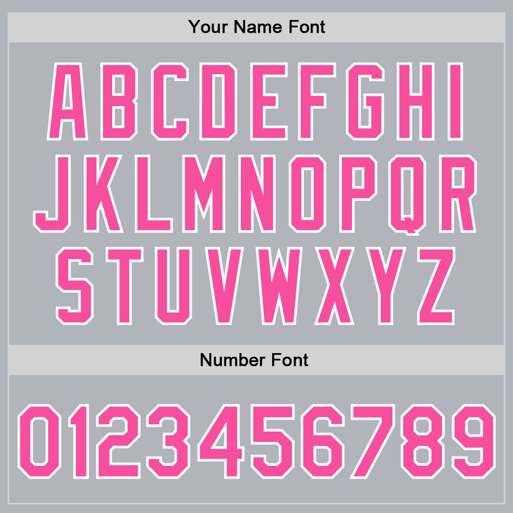 Custom Gray Pink-White Bomber Full-Snap Varsity Faux Leather Letterman Jacket