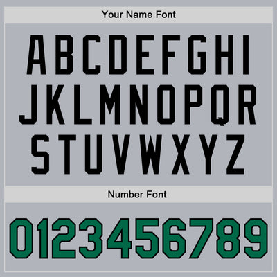 Custom Gray Kelly Green-Black Bomber Full-Snap Varsity Faux Leather Letterman Jacket