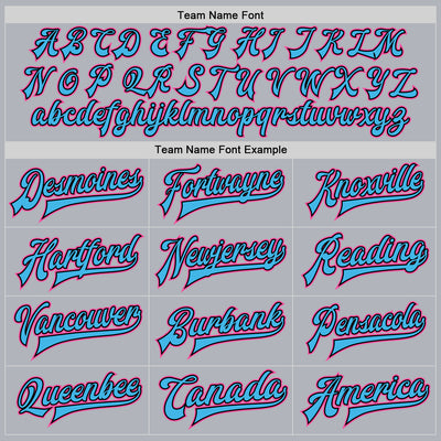 Custom Gray Pink Sky Blue-Black Bomber Full-Snap Varsity Faux Leather Letterman Jacket