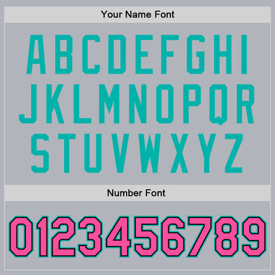 Custom Gray Pink Aqua-Black Bomber Full-Snap Varsity Faux Leather Letterman Jacket