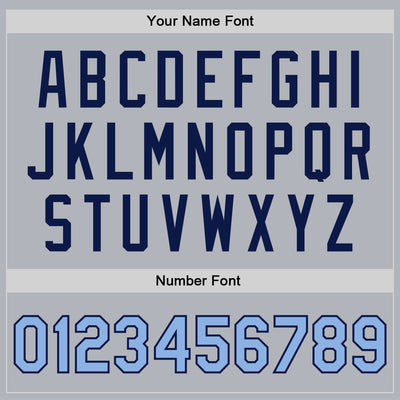 Custom Gray Light Blue-Navy Bomber Full-Snap Varsity Faux Leather Letterman Jacket