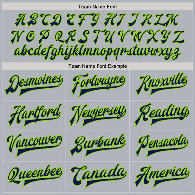 Custom Gray Navy-Neon Green Bomber Full-Snap Varsity Faux Leather Letterman Jacket