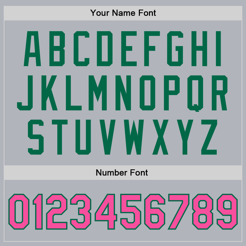 Custom Gray Pink-Kelly Green Bomber Full-Snap Varsity Faux Leather Letterman Jacket