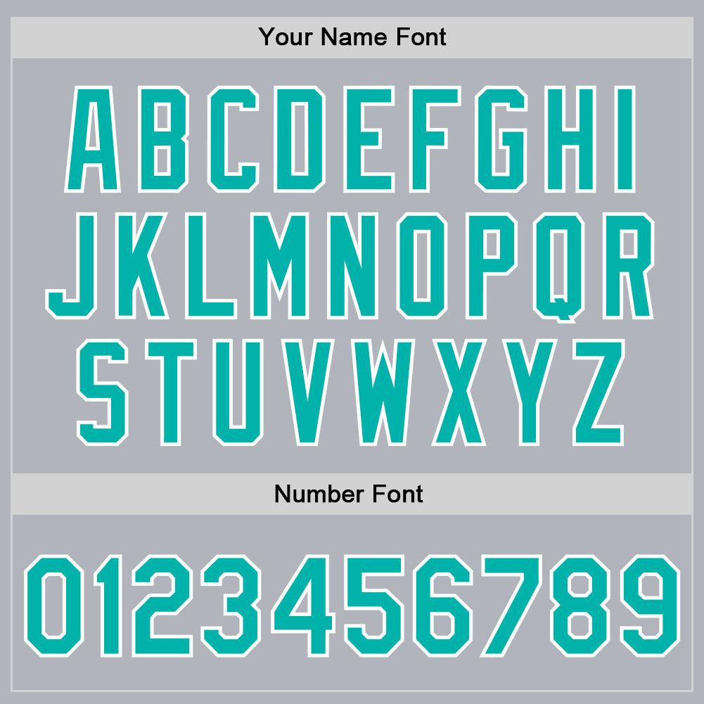 Custom Gray Aqua-White Bomber Full-Snap Varsity Faux Leather Letterman Jacket