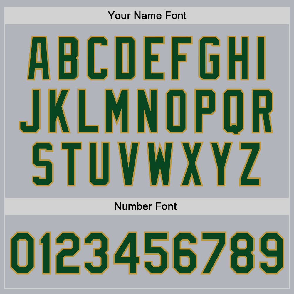 Custom Gray Green-Old Gold Bomber Full-Snap Varsity Faux Leather Letterman Jacket