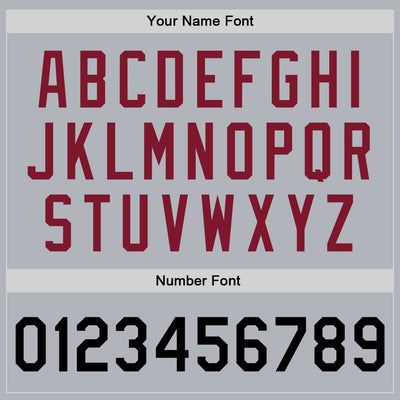 Custom Gray Black-Crimson Bomber Full-Snap Varsity Faux Leather Letterman Jacket