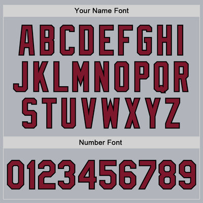 Custom Gray Crimson-Black Bomber Full-Snap Varsity Faux Leather Letterman Jacket