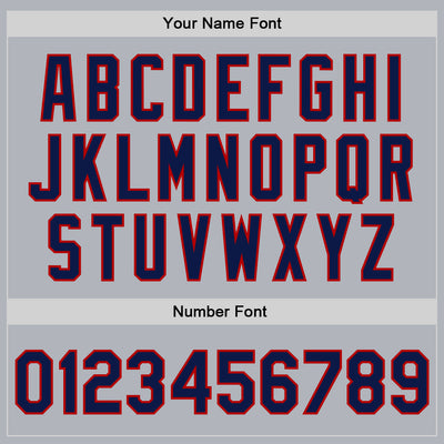 Custom Gray Navy-Red Bomber Full-Snap Varsity Faux Leather Letterman Jacket