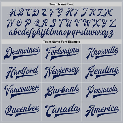 Custom Gray Navy-Gray Bomber Full-Snap Varsity Faux Leather Letterman Jacket