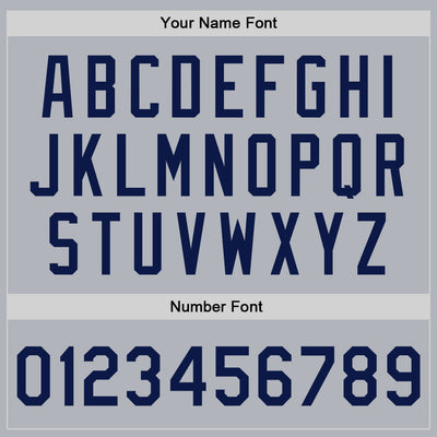 Custom Gray Navy-Gray Bomber Full-Snap Varsity Faux Leather Letterman Jacket