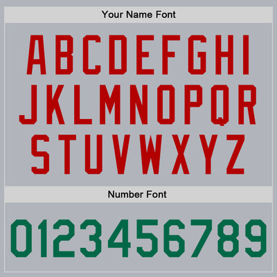 Custom Gray Kelly Green-Red Bomber Full-Snap Varsity Faux Leather Letterman Jacket