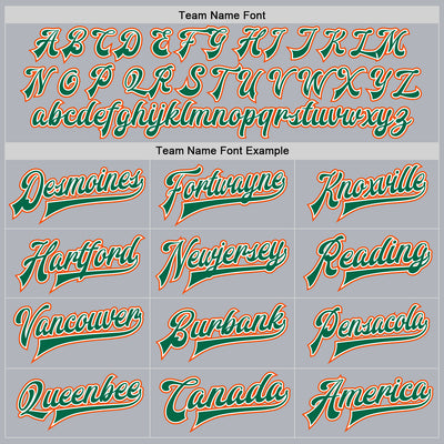 Custom Gray Kelly Green Orange-White Bomber Full-Snap Varsity Faux Leather Letterman Jacket