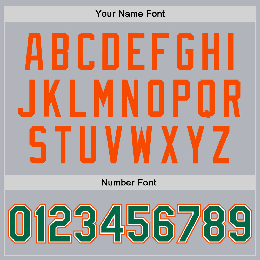 Custom Gray Kelly Green Orange-White Bomber Full-Snap Varsity Faux Leather Letterman Jacket